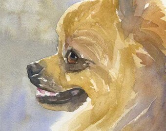 Pomeranian Art Print of Original Watercolor Painting - 8x10 Dog Art