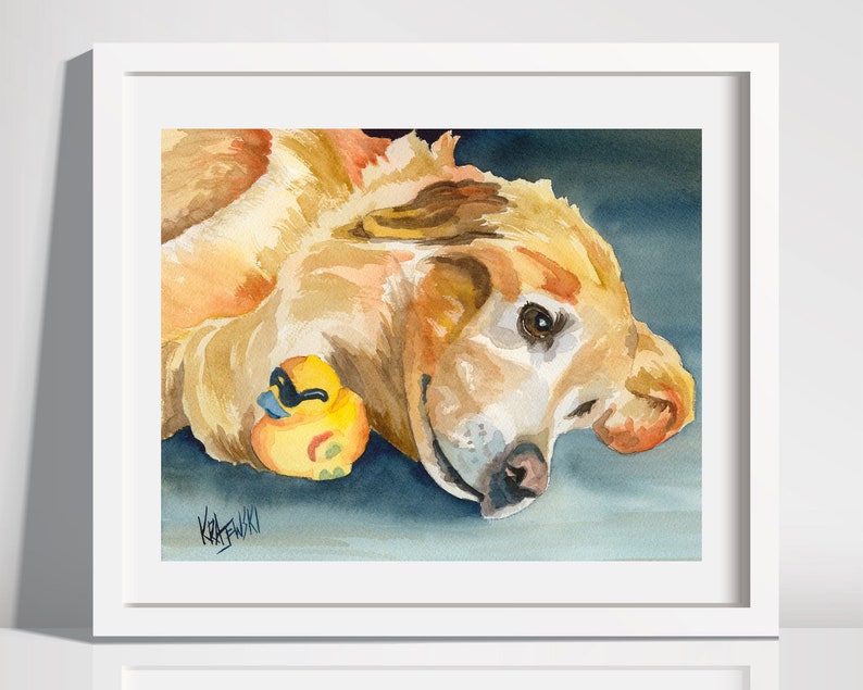 Golden Retriever Gifts Dog Memorial Gift, Art Print of Original Watercolor Painting, 8x10, Dog Art, Wall Art Home Decor, Hand Signed image 1