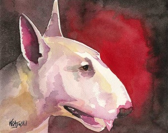Bull Terrier Art Print of Original Watercolor Painting - 8x10