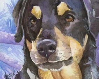 Rottweiler Art Print of Original Watercolor Painting - 8x10 Dog Art