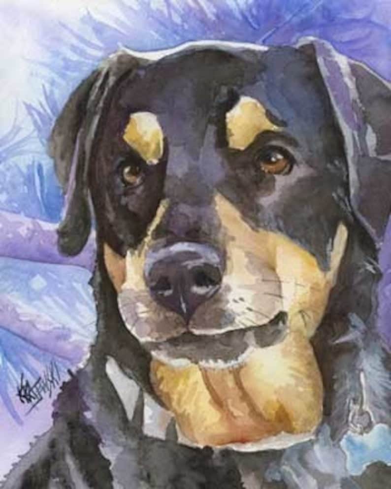 Rottweiler Art Print of Original Watercolor Painting 8x10 Etsy