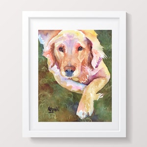 Golden Retriever Gifts Dog Memorial Gift, Art Print of Original Watercolor Painting, 8x10, Dog Art, Wall Art Home Decor, Hand Signed image 1