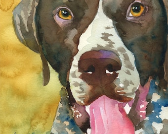 German Shorthaired Pointer Art Print of Original Watercolor Painting - 8x10