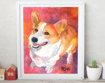 Corgi Butt, Corgi Painting, Welsh Corgi Art Print of Original Watercolor Painting, Picture, Portrait, Corgi Mom, Wall art, 11x14