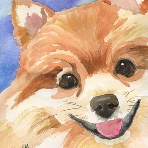 Pomeranian Art Print of Original Watercolor Painting - 8x10 Dog Art