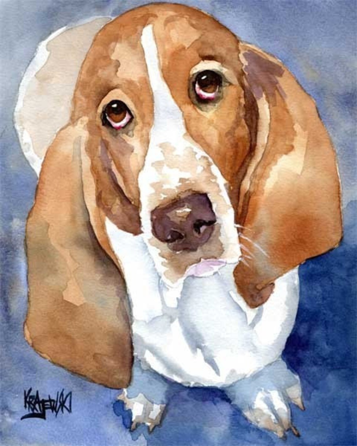 Basset Hound Art Print of Original Watercolor Painting 11x14 - Etsy