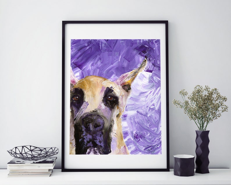 Great Dane Portrait Dog Lover Gift Fawn Art Print Image 0