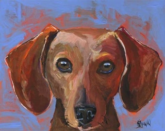 Dachshund Art Print of Original Acrylic Painting - 11x14 Dog Art