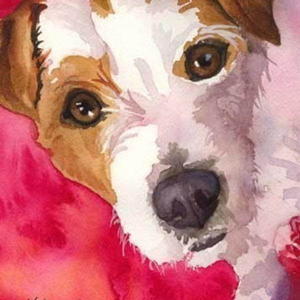 Jack Russell Terrier Dog ACEO Signed Art Card Print