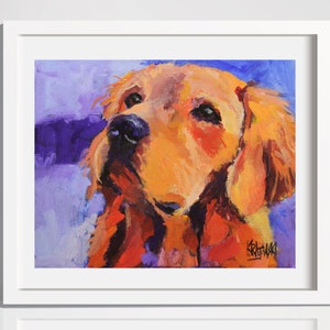 Golden Retriever Gifts Pet Memorial, Art Print of Original Oil Painting, 8x10", Dog Art, Wall Art Home Decor, Hand Signed by Artist