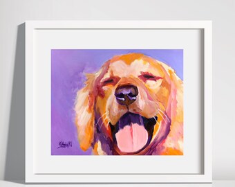 Golden Retriever Art Print of Original Acrylic Painting - 8x10