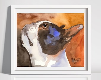 Boston Terrier Art Print of Original Watercolor Painting - Dog Art 8x10