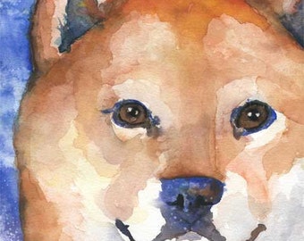 Shiba Inu Art Print of Original Watercolor Painting - 8x10