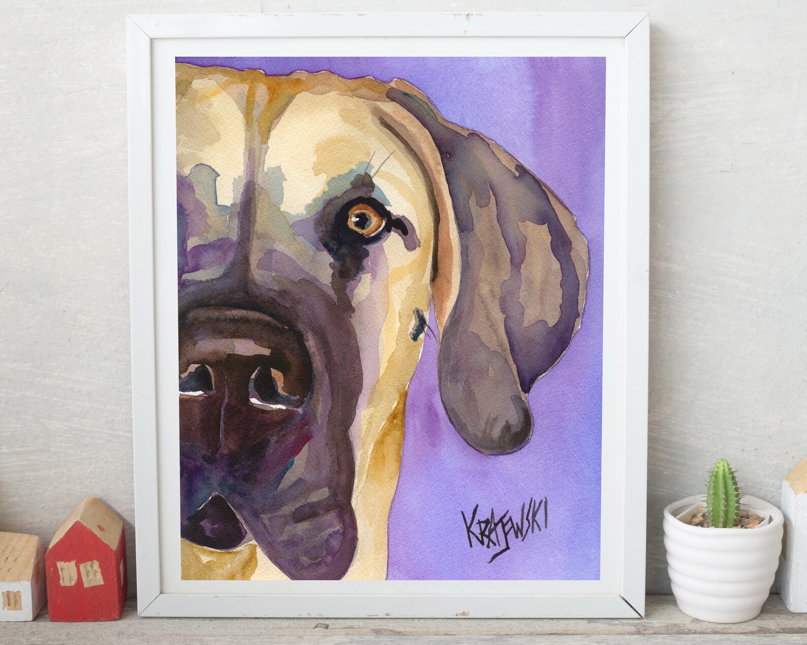 Great Dane Wall Art Memorial Fawn Great Dane Art Print of Etsy