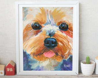 Yorkshire Terrier Art Print of Original Acrylic Painting, Yorkshire Terrier Gifts, Yorkie Art, Wall Art, Poster, Drawing, Picture, 8x10