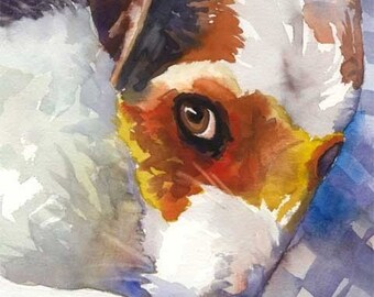 Jack Russell Terrier Art Print of Original Watercolor Painting - 11x14