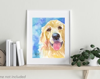 Golden Retriever Art Print of Original Watercolor Painting - 11x14