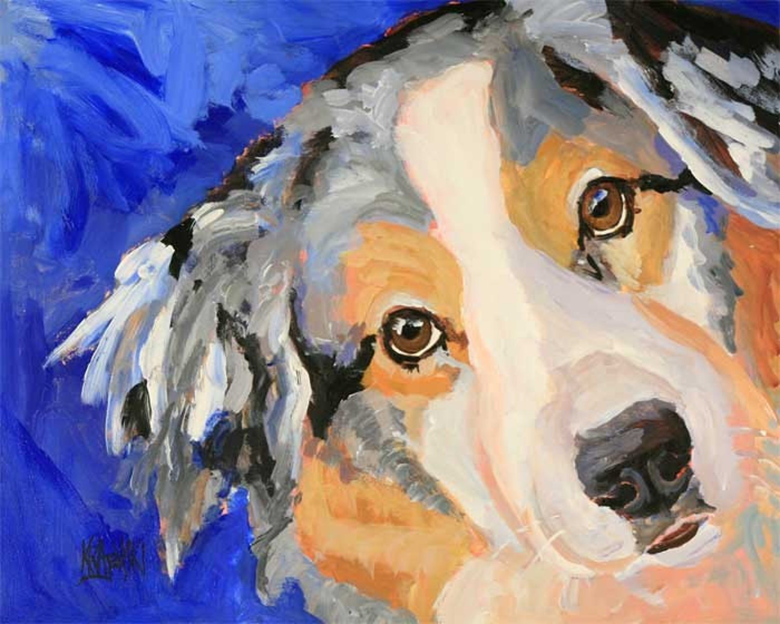 Australian Shepherd Art Print of Original Acrylic Painting Etsy