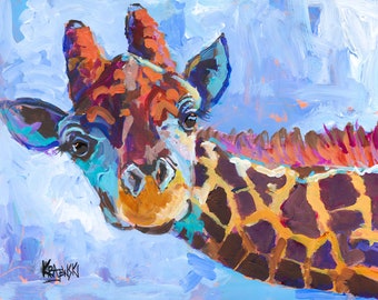 Giraffe Art Print of Original Acrylic Painting 8x10 Giraffe Gifts