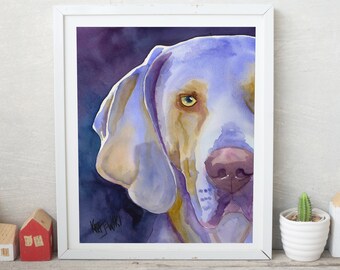 Weimaraner Art, Loss of Dog, Weim Art Print of Original Watercolor Painting, Wall Art, Picture, Portrait, Memorial, Pop Art, 11x14