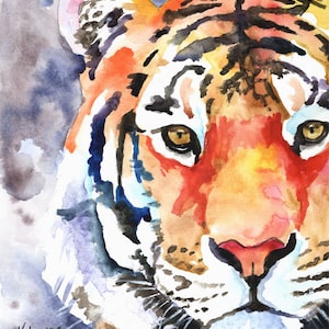 Tiger Art Print of Original Watercolor Painting 8x10