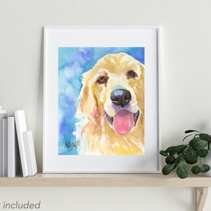 Golden Retriever Art Print of Original Watercolor Painting 8x10 image 1