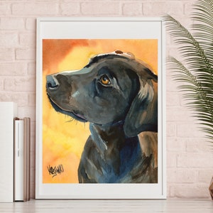 Black Lab Art, Puppy Painting, Labrador Retriever Art Print of Watercolor Painting, Black Lab Gifts, Puppy Art, Puppy Gifts, Wall Art, 8x10 image 1