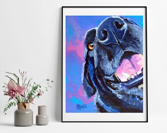 Labrador Retriever Art Print, Dog Art,  Black Lab Art Print of Original Acrylic Painting, Dog Painting, Dog Poster, Dog Gifts, 11x14