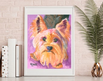 Yorkshire Terrier Gifts, Art Print of Acrylic Painting, Yorkie Lover, Yorkie Mom, Yorkshire Terrier Art, Portrait, Wall Art, Drawing, 8x10