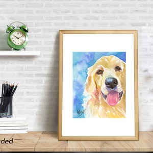 Golden Retriever Art Print of Original Watercolor Painting 8x10 image 3