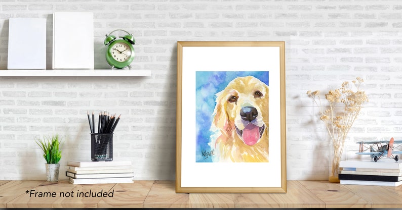 Golden Retriever Art Print of Original Watercolor Painting 8x10 image 3