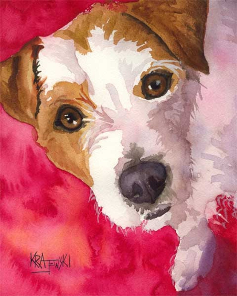 Jack Russell Terrier Art Print of Original Watercolor Painting 8x10 image 1