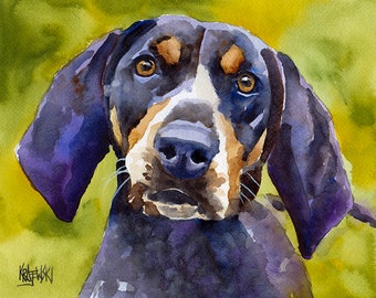 Bluetick Coonhound Art Print of Original Acrylic Painting - 8x10