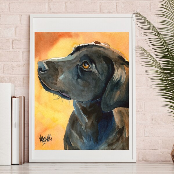 Black Lab Art, Puppy Painting, Labrador Retriever Art Print of Watercolor Painting, Black Lab Gifts, Puppy Art, Puppy Gifts, Wall Art, 11x14