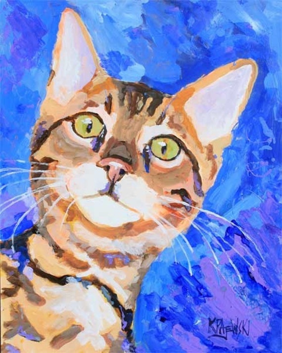 Black Cat Black Cat Art Print Signed by Artist Ron Krajewski 8x10