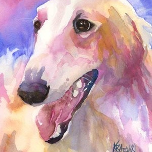 Borzoi Art Print of Original Watercolor Painting 8x10 Dog Art image 1