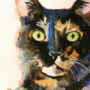 Tortie Cat Art Print of Original Acrylic Painting, Tortoiseshell Cat, Picture, Poster, 8x10 image 2