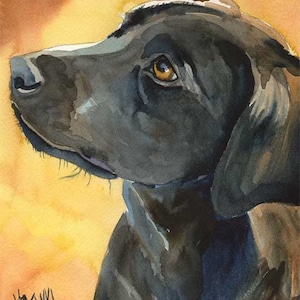 Black Lab Art, Puppy Painting, Labrador Retriever Art Print of Watercolor Painting, Black Lab Gifts, Puppy Art, Puppy Gifts, Wall Art, 8x10 image 2
