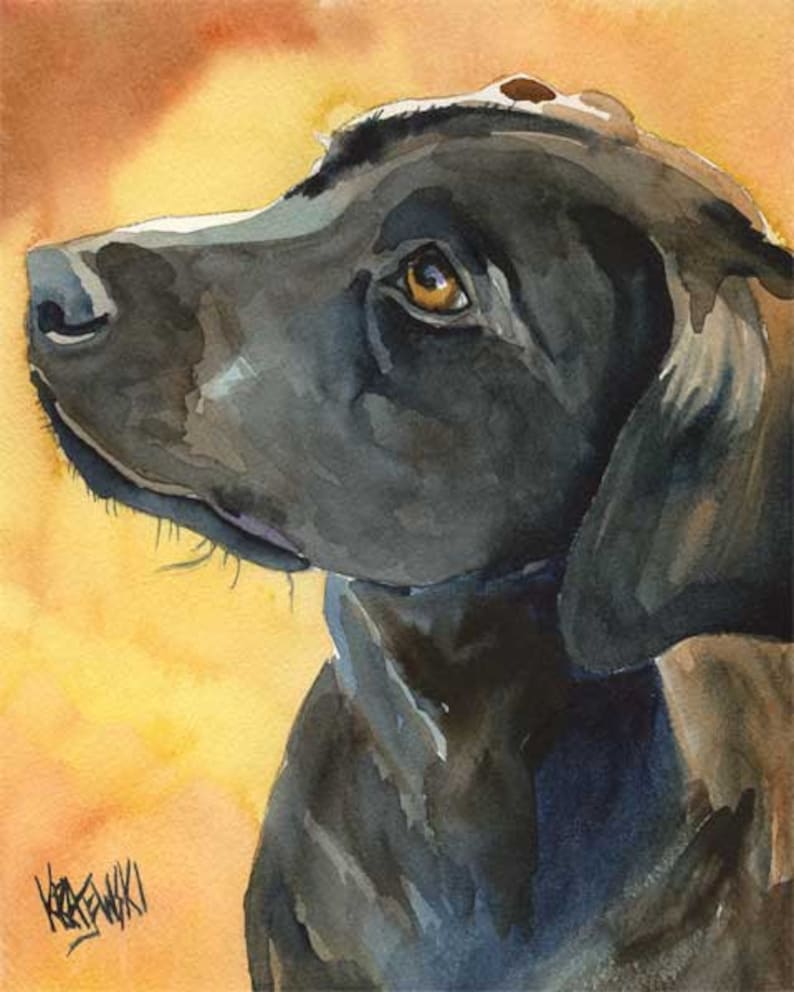 Black Lab Art, Puppy Painting, Labrador Retriever Art Print of Watercolor Painting, Black Lab Gifts, Puppy Art, Puppy Gifts, Wall Art, 8x10 image 2