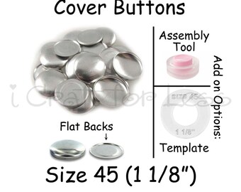 Wire Backs KIT 1 1//8 Size 45-28mm Qty 6 Sets Cover Buttons