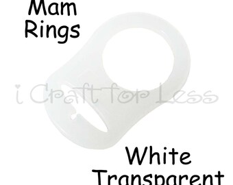 10 White Transparent Silicone MAM Ring Button Style Dummy Pacifier Clip Adapters