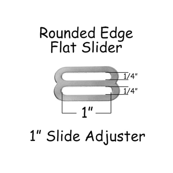 25 Slide Adjusters / Tri Glides / Tri Bars for Adjustable Straps for Suspenders  - 1" Rounded Edge Silver Metal - SEE COUPON
