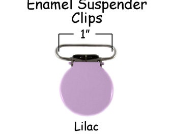 Suspender Clips - 25 Lilac Enamel Round Face Metal 1" w/ Rectangle Inserts for Paci Pacifier Holder plus Instruc - SEE COUPON