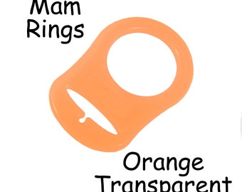 10 Mam Silicone Rings - Orange Dummy / Pacifier Clips Adapters for Nuk, MAM Button Style Pacifiers - SEE COUPON