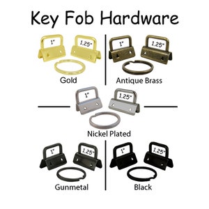 5 Key Fob Hardware with Key Rings Sets - Pick Finish and Size - Plus Instructions - SEE COUPON