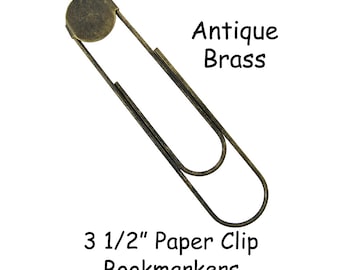 50 Antique Brass Jumbo / Large Paper Clip Bookmarkers with 16mm Pad - 3 1/2 Inch - SEE COUPON