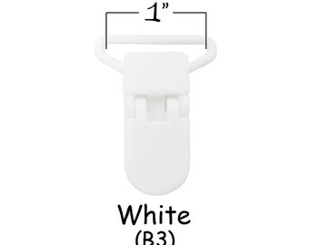 100 Plastic Pacifier / Soother / Dummy / Nuk / MAM / Bib / Toy Holder Clips - 1" White (B3) - plus Instructions - SEE COUPON