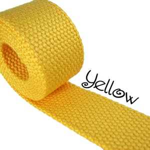Cotton Webbing Yellow 1.25 Medium Heavy Weight 2.4mm for Key Fobs, Purse Straps, Belting SEE COUPON image 1