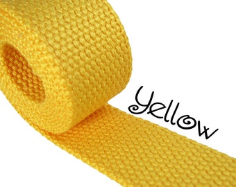 5 yards Yellow Cotton Webbing - 1.25" Medium Heavy Weight (2.4mm) for Key Fobs, Purse Straps, Belting - SEE COUPON