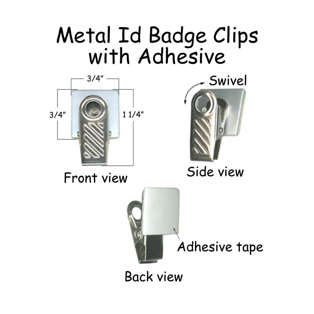 25 Metal Id Badge Clips With Adhesive Pad That Swivels for Making Paci
